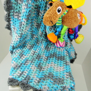 Custom Crochet Baby Boy Blanket 24" X 36"