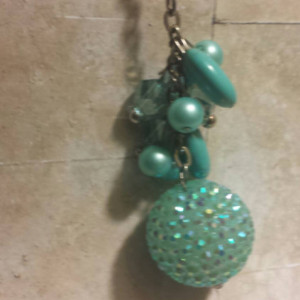 Keychain - Gift - Beaded keychain - Purse accessory - bag accessory - Teal beads - Aqua beads - Gift for friend - secret sister - friend