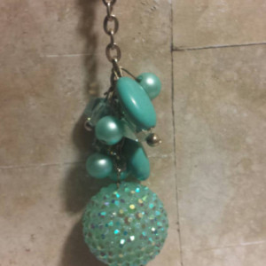 Keychain - Gift - Beaded keychain - Purse accessory - bag accessory - Teal beads - Aqua beads - Gift for friend - secret sister - friend
