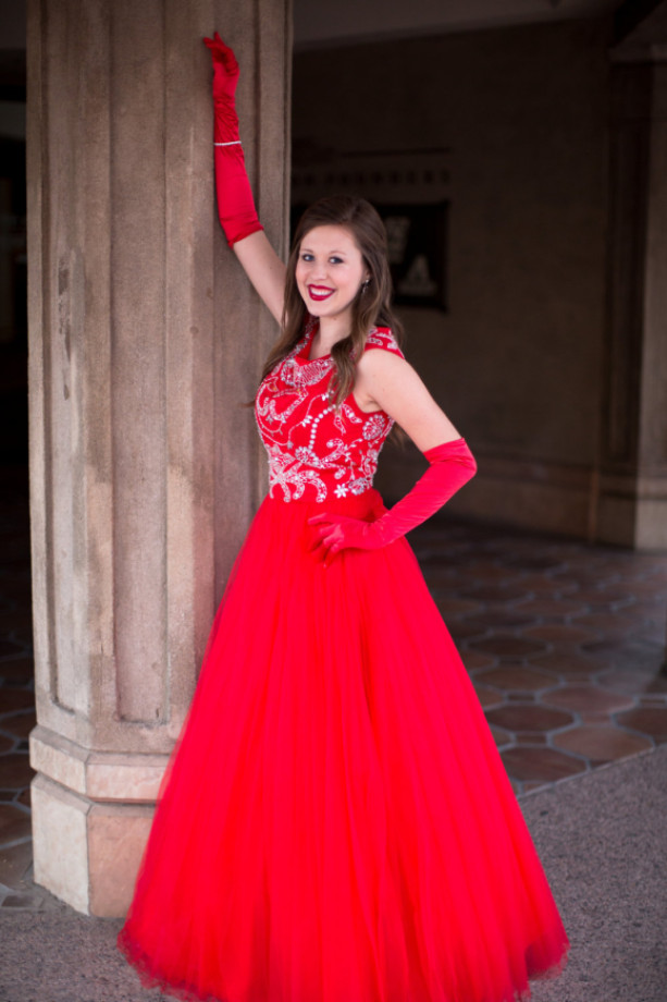 Scarlet Red Modest Prom Dress