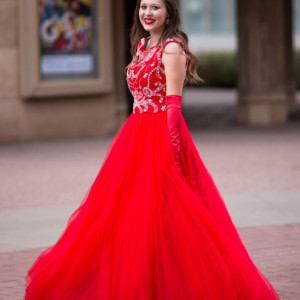 Scarlet Red Modest Prom Dress