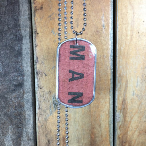 MAN Dog Tag Necklace, Men's Dog Tag, Military Design, Stainless Steel Ball Chain