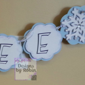 Snowflake Winter Name Banner, blue purple and white name banner, baby banner, its a girl - Winter Wonderland - Froze ice - Ice princess