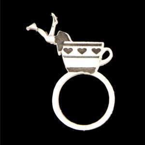 White Milk With Tea Ring- Laser Cut Acrylic Ring- Handmade