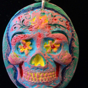 Day of the Dead, Sugar Skull, Calavera, Dia de los Muertos, skull, pendant, necklace, candy skull, charm! Gifts under 25.
