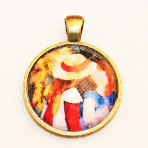 Girl With Hat Art Print Pendant Necklace