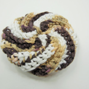 3 Pack Crochet Dish Scrubbies Brown, Brown and White Spiral, and White