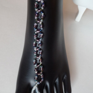 Purple Haze Soleless sandals, Handmade, purple and iridescent beads