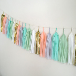 Brooklyn Sauce Tassel Garland // gold mint peach gray blue // baby shower // event decor // wedding decor // home decor