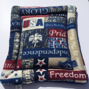 Patriotic Small Cat Dog Mat, Couch Cushion, Directors Chair Pad, Plush Kennel Bed, 4th of July Gifts, Red White and Blue