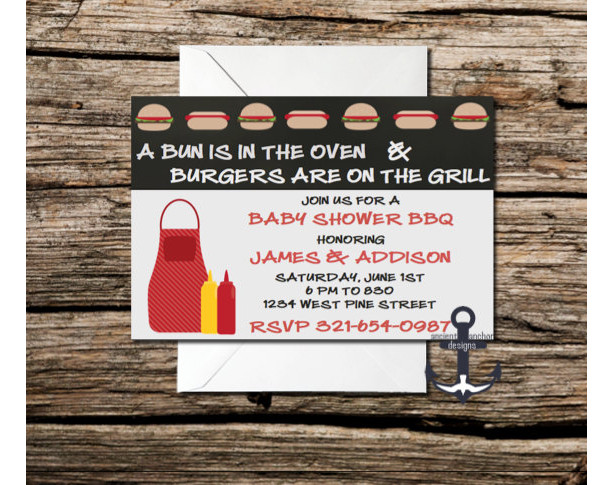 Printed Baby Shower Invites - Baby BBQ,  Personalized - Customized Quantities - With Envelopes!