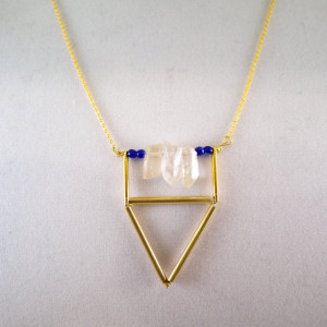 Geometric Triangle Gold Quartz Necklace
