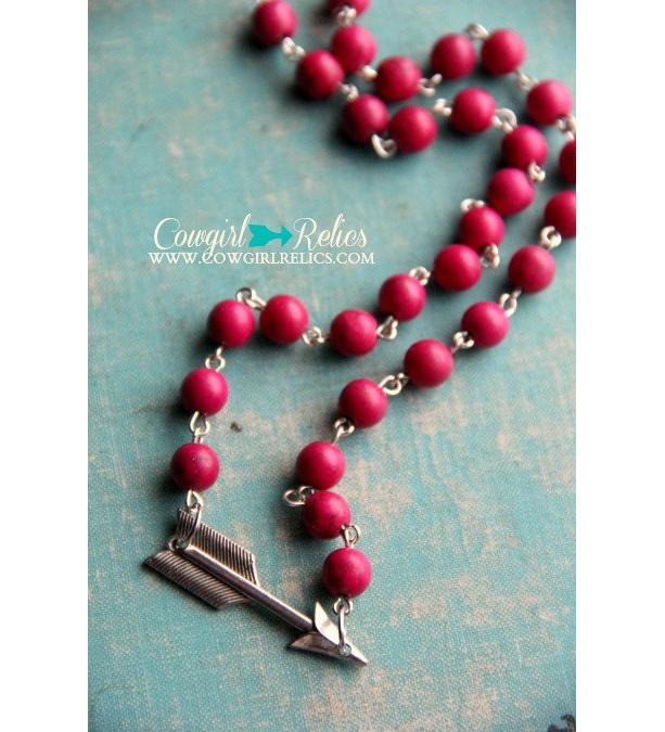 Pink and Silver Arrow Western Necklace