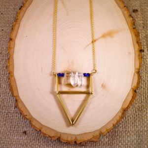 Geometric Triangle Gold Quartz Necklace