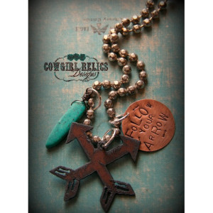 Rustic Western Charm Necklace-Follow Your Arrow, Turquoise, Bold, Chunky