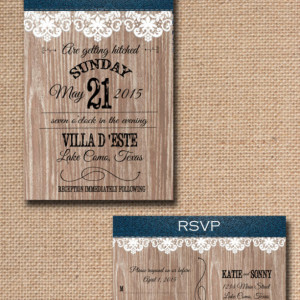 Custom Denim and Lace Country Wedding Invitations with RSVP country wedding - Rustic Wedding