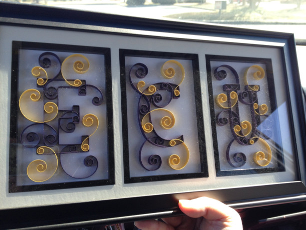 3 Letter ECU college quilled collage