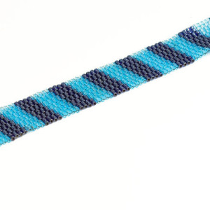 Stripe Beaded Bracelet // Light and Dark Blue