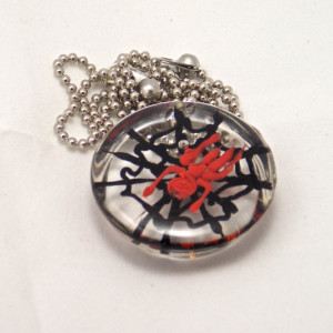 Spider web, red spider, resin pendant, necklace