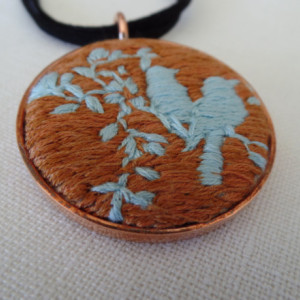 Lovebirds Hand Embroidered Necklace