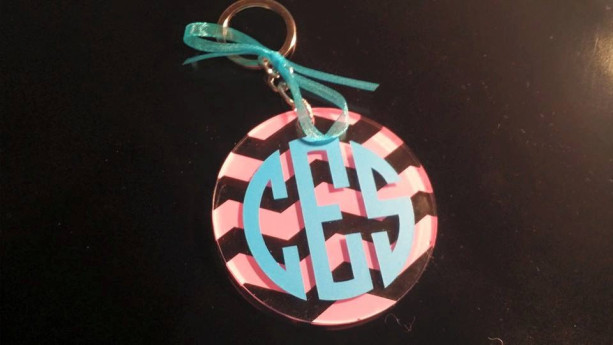 Custom Monogrammed Acrylic Keychain Keychains, Luggage Tag, Monogram, Custom Gift Tag