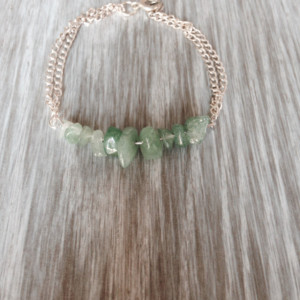 Mint Stone Chip and Silver Double Strand Bracelet