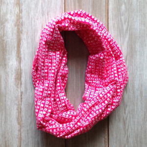 Bright Pink and White Swirl Print Infinity Scarf