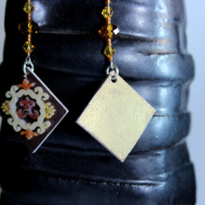 Boho dangle earrings, unique dangle earrings, plastic indie jewelry, flower earrings
