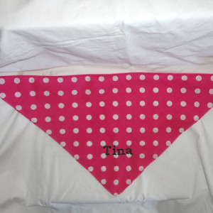 Personalized Pink Polka Dot Dog Bandana with Seafoam, Black, Purple or Electric Green Embroidery