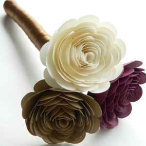 Small Bridesmaid Bouquet in Marsala, Gold, and Ivory