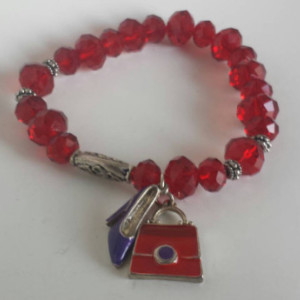 Red hat club - Gift for grandma - Red hat - Red bracelet -  Gift - red Beaded bracelet -  Beaded Bracelet - Stretch Bracelet  - Charm