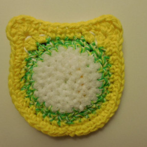 Set of 2 Crochet Dish Scrubbie, Nylon Scrubber, Handmade Crochet Yellow / Green Twisted , Yellow, White Owl Kitchen Dish / Pot Scrubbie   os164