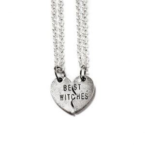 Best Witches Heart with Sterling Silver Chains - Best Friends Jewelry