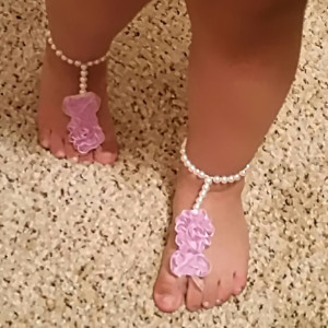 Flower Girl Barefoot Sandals Wedding Beach Shoes Bridal Jewelry Accessory Beaded Anklet Bridesmaid Gift Slippers Brides