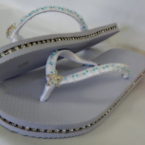 Starfish Wedding Gift Shoes Flip Flop Bridal Flats Sandal Barefoot Ceremony Women Personalized Thong Beach Bridemaid FlowerGirl Gift Jewelry
