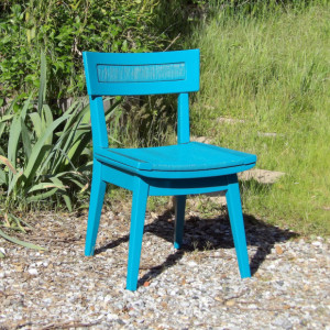2 Chairs Vintage Pair Turquoise Teal Mid Century Modern Furniture Hand Painted Wood Cord Woven Dining Room Chair Living Room Seating Wood
