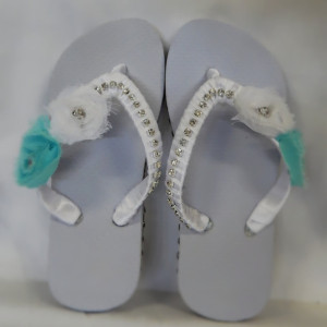 Teal Wedding Gift Shoes Flip Flops Bridal Flats Sandal Ceremony Womens Beach Bridesmaid FlowerGirl Jewelry Maid of Honor Mother of the Bride