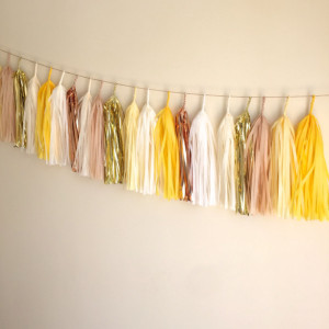 Mad Men Tassel Garland // gold yellow tan cream // spring // baby shower // event decor // wedding decor // home decor