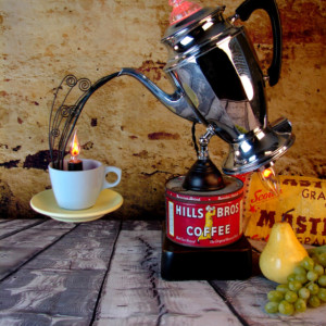 Lighting - Upcycled Lighting - Vintage Percolator Light - Vintage Coffee Tin