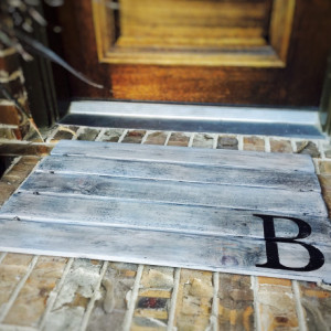 Wood Doormat, Monogram, Custom Distressed Finishes: ANTIQUED LIGHT GREY shown - Free Shipping