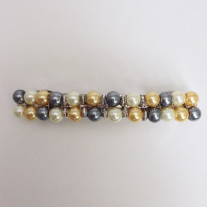 Pearl Beaded Hair Barrette, Womens Wedding Hair Clip Clasp, French Barette Accessory Jewelry, Yellow Black White