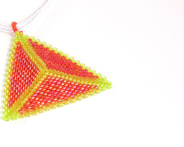Beaded Triangle Necklace // Orange and Yellow // Seed Beads // Beadwork 