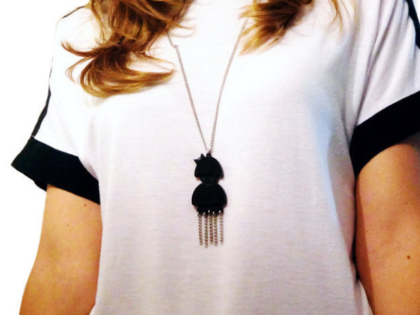Modern Chic Jellyfish Necklace, Black Acrylic Necklace, Cute Fashion Gift