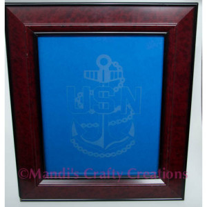 Military Navy Chief Anchor Personalized Glass Etched Frame- Etching, Anchor, Navy, Military, Support,Chief Proud Navy Wife, 8 x 10