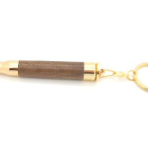 Artisan Magnum Bullet Keychain featuring Walnut, bullet key ring with .300 Win Mag, handmade secret compartment keychain, gun themed gift