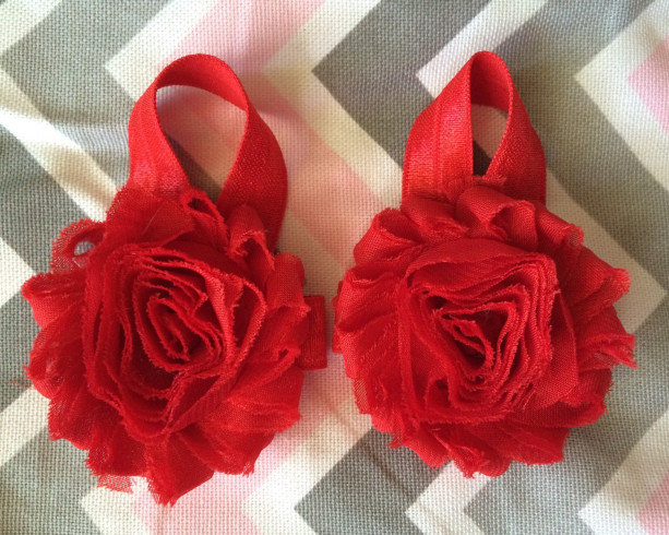 Barefoot Baby Sandals, Red Barefoot Baby Sandals, Newborn Barefoot Sandals, Flower Sandals, Toddler Sandals, READY TO SHIP 