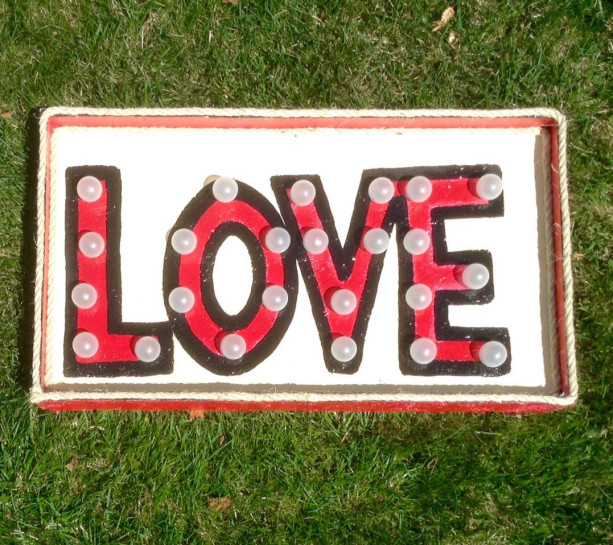 Lighted Marquee "Love" Sign (Red) Handmade Original