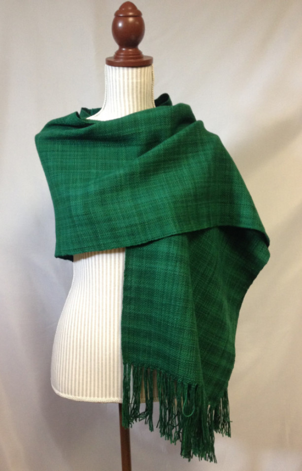 Handwoven Emerald wool shawl
