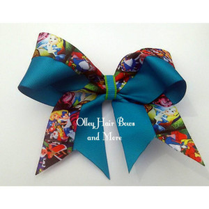 Alice in Wonderland Cheer Hair Bow - Alice in wonderland Hair Bow - Mad hatter Hair Bow -  Cheshire Cat Accessories - Alice Accessories