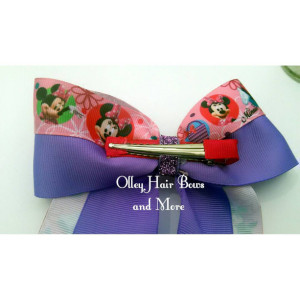 Minnie Cheer Hair Bow - Minnie  Hair Bow - Purple Pink Hair Bow -  Minnie Accessories - Purple Pink  Accessories